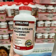 Viên Uống Kirkland Signature Calcium Citrate Magnesium và Zinc 500mg - Hỗ Trợ Xương Khớp và Tăng Cường Miễn Dịch