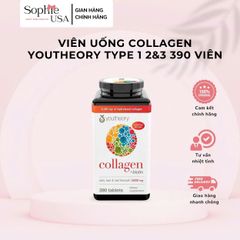 Viên Uống Collagen Youtheory 390 Viên - Cải Thiện Da, Tóc, Móng - Tăng Cường Đề Kháng và Sức Khỏe Khớp - Mỹ