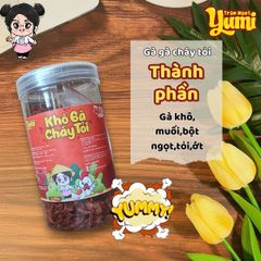 Khô Gà Cháy Tỏi Yumi - Đồ Ăn Vặt Thịt Xé Sợi Cay Thơm Nguyên Chất, Snack Việt Nam Tiêu Chuẩn An Toàn Vệ Sinh 200g/300g