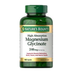 Viên uống Magnesium Glycinate 240mg Nature's Bounty - Hỗ trợ sức khỏe, giảm căng thẳng, cải thiện giấc ngủ - 180 Viên