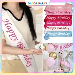 Dải Băng Đeo Chéo, Dây Vải Đeo Vai Happy Birthday Trang Trí Sinh Nhật Nhiều Màu Sắc