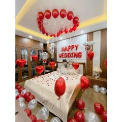 Set Bóng Bay Trang Trí Phòng Cưới Sang Trọng - Tặng 100 Cánh Hoa Hồng Lụa, Đám Cưới Lãng Mạn và Độc Đáo