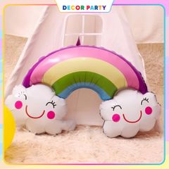 Bóng Hình Cầu Vồng Mây 90CM Trang Trí Tiệc Sinh Nhật Đáng Yêu - Bóng Tráng Nhôm Tái Sử Dụng Cho Bé