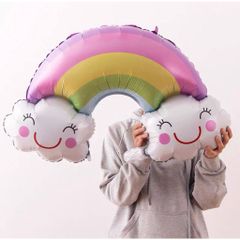 Bóng Hình Cầu Vồng Mây 90CM Trang Trí Tiệc Sinh Nhật Đáng Yêu - Bóng Tráng Nhôm Tái Sử Dụng Cho Bé