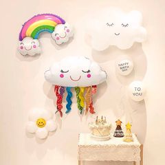 Bóng Hình Cầu Vồng Mây 90CM Trang Trí Tiệc Sinh Nhật Đáng Yêu - Bóng Tráng Nhôm Tái Sử Dụng Cho Bé