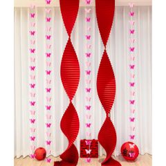 Dải Giấy Xếp Gợn Sóng Đỏ Trang Trí Đám Cưới, Trung Thu, Lễ Tết - Decor Sang Trọng Cho Tiệc và Chụp Ảnh