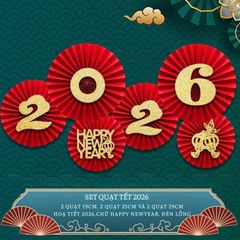 Set 6 Quạt Đỏ Trang Trí Tết Nguyên Đán 2026 - Quạt Giấy Đám Cưới, Sinh Nhật, Giáng Sinh, Decor Đẹp