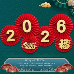 Set 6 Quạt Đỏ Trang Trí Tết Nguyên Đán 2026 - Quạt Giấy Đám Cưới, Sinh Nhật, Giáng Sinh, Decor Đẹp