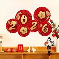 Set 6 Quạt Đỏ Trang Trí Tết Nguyên Đán 2026 - Quạt Giấy Đám Cưới, Sinh Nhật, Giáng Sinh, Decor Đẹp