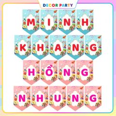 Dây Chữ Ghép Tên Trang Trí Sinh Nhật Cho Bé - Chất Liệu Giấy Bìa Cứng, Kích Thước Lớn 21cm x 14cm, Tặng Dây Treo 5m