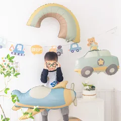 Bóng Gấu, Ô Tô, Máy Bay Retro Hàn Quốc - Bóng Nhôm Trang Trí Sinh Nhật An Toàn Cho Trẻ Em, Tái Sử Dụng, Nhiều Màu Sắc
