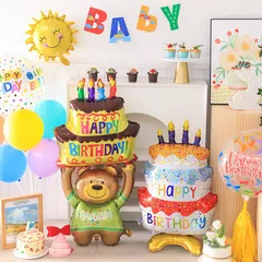 Bóng Hình Bánh Kem Trang Trí Sinh Nhật - Bóng Bay Nhôm Đẹp Cho Tiệc Sinh Nhật Thôi Nôi, Tiệc Cưới, Màu Sắc Nổi Bật