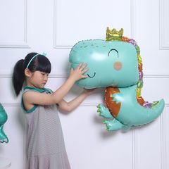Bóng Hình Khủng Long Xanh & Thỏ Ngọc Trang Trí Sinh Nhật - Bộ Bóng Nhôm Dùng Một Lần & Tái Sử Dụng, Kích Thước 75-90 cm