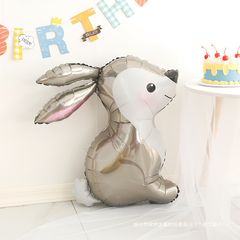 Bóng Hình Khủng Long Xanh & Thỏ Ngọc Trang Trí Sinh Nhật - Bộ Bóng Nhôm Dùng Một Lần & Tái Sử Dụng, Kích Thước 75-90 cm
