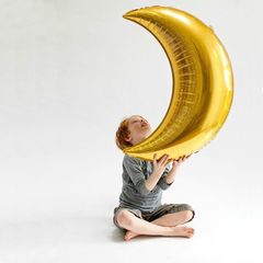 Bóng Tráng Nhôm Hình Mặt Trăng 70CM - Trang Trí Tiệc Sinh Nhật Dễ Thương, Phối Ngôi Sao & Bóng Tròn Tạo Không Gian Lấp Lánh