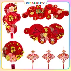 Set Quạt Trang Trí Tết 2025 - Biểu Tượng May Mắn và Tài Lộc, Họa Tiết Truyền Thống Cho Không Gian Sống Động