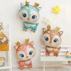 Bóng Hình Con Nai Dễ Thương - Trang Trí Sinh Nhật Bằng Bóng Nhôm Xanh Dương Và Hồng - Sản Phẩm Tiệc Tùng Đáng Yêu