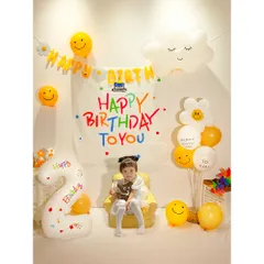 Phông Nền Happy Birthday Hàn Quốc - Background Trang Trí Sinh Nhật 90x70cm - Phong Cách Tinh Tế cho Tiệc Em Bé và Người Lớn