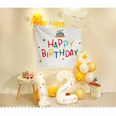 Phông Nền Happy Birthday Hàn Quốc - Background Trang Trí Sinh Nhật 90x70cm - Phong Cách Tinh Tế cho Tiệc Em Bé và Người Lớn