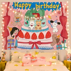 Phông Nền Happy Birthday Hàn Quốc - Background Trang Trí Sinh Nhật 90x70cm - Phong Cách Tinh Tế cho Tiệc Em Bé và Người Lớn