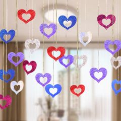 Dây Đuôi Tim Trang Trí Sinh Nhật & Phòng Cưới - Bộ Dây Kim Tuyến Lấp Lánh, Quà Tặng Ý Nghĩa cho Ngày Đặc Biệt