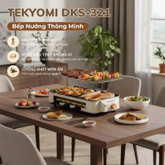 Bếp Nướng Điện Không Khói 2 Tầng TEKYOMI DKS-321 - Công Suất 1500W, Nướng Đa Năng, Chống Dính, Tiệc BBQ Tại Nhà