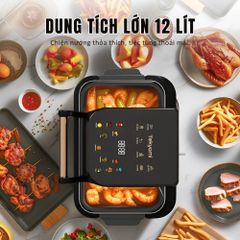 Nồi Chiên Không Dầu Tekyomi NC-01 12L 1800W - Cửa Sổ Quan Sát 270°, Công Nghệ Rapid Air, Màn Hình Cảm Ứng, Đa Chế Độ Nấu