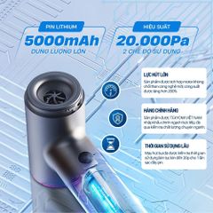 Máy Hút Bụi Cầm Tay Mini Tekyomi EG-122 - Công Suất 200W, Lực Hút 20.000Pa, Pin 5000mAh, 4in1 Hút/Thổi/Bơm/Chân Không