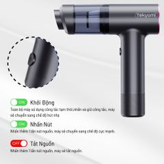 Máy Hút Bụi Cầm Tay Mini Tekyomi EG-122 - Công Suất 200W, Lực Hút 20.000Pa, Pin 5000mAh, 4in1 Hút/Thổi/Bơm/Chân Không