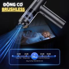 Máy Hút Bụi Cầm Tay Mini Tekyomi EG-122 - Công Suất 200W, Lực Hút 20.000Pa, Pin 5000mAh, 4in1 Hút/Thổi/Bơm/Chân Không