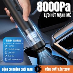 Máy Hút Bụi Cầm Tay Mini TEKYOMI EG-121 - Công Suất 120W, Lực Hút 8000Pa, Thiết Kế Giảm Tiếng Ồn, Đa Năng Cho Gia Đình & Ô Tô