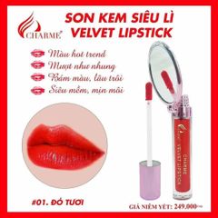 Son Kem Lì Charme Velvet Lipstick Đỏ Tươi - Độ Bám Màu Cao, Thiết Kế Sang Trọng, Phù Hợp Mọi Da, Sắc Đẹp Rạng Ngời