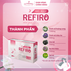 Viên uống Nhũ Ngọc Refiro hỗ trợ cải thiện u xơ tử cung, u nang tuyến vú lành tính - Thực phẩm chức năng sức khỏe nữ giới (30 viên)