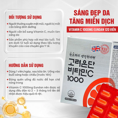 Viên Uống Eundan Vitamin C 1000mg Hàn Quốc – Tăng Cường Hệ Miễn Dịch, Làm Đẹp Da, Hộp 120 Viên