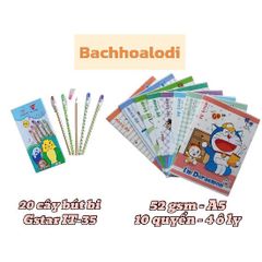 Combo 10 Quyển Tập A5 52gsm Mỏng + Hộp Bút bi IT-35 20 Cây - Vật Dụng Học Tập Chất Lượng Cao Cho Học Sinh
