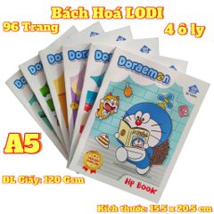 Tập Học Sinh Cao Cấp A5 Doraemon 96 Trang - Bộ 5 Quyển 120gsm 4 Ô Ly, Giấy Viết Không Lem, Học Tập Tiện Lợi