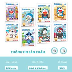 Tập Học Sinh Cao Cấp A5 Doraemon 96 Trang - Bộ 5 Quyển 120gsm 4 Ô Ly, Giấy Viết Không Lem, Học Tập Tiện Lợi