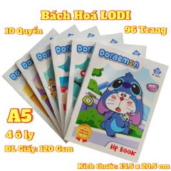 Tập Học Sinh A5 Cao Cấp Doraemon 96 trang - 10 Quyển 120Gsm, Vở Học Sinh Chất Lượng Cao, Không Lem, Thiết Kế Đẹp, Việt Nam