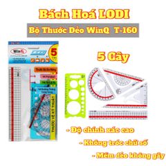 Bộ Thước Học Sinh 5 Món Nhựa Dẻo Bền Bỉ - Dụng Cụ Học Tập Thiết Kế Gọn Gàng Cho Tiểu Học, Hình Học, Vẽ, Đo Lường