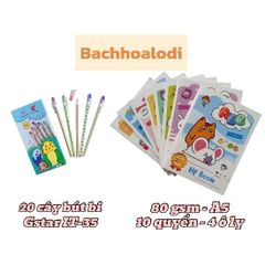 Combo 10 Quyển Tập Học Sinh A5 80gsm cùng Hộp Bút bi IT-35 (20 Cây) - Văn Phòng Phẩm Giá Rẻ cho Học Tập
