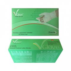 Găng Tay Y Tế Latex Không Bột Vglove Khải Hoàn - Hộp 100 Chiếc, An Toàn Cho Sức Khỏe, Bảo Vệ Tay Trong Hoạt Động Y Khoa