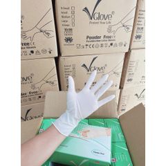 Găng Tay Y Tế Latex Không Bột Vglove Khải Hoàn - Hộp 100 Chiếc, An Toàn Cho Sức Khỏe, Bảo Vệ Tay Trong Hoạt Động Y Khoa
