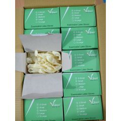 Găng Tay Y Tế Latex Không Bột Vglove Khải Hoàn - Hộp 100 Chiếc, An Toàn Cho Sức Khỏe, Bảo Vệ Tay Trong Hoạt Động Y Khoa