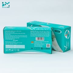 Găng tay y tế Latex có bột VGlove Khải Hoàn màu trắng - Hộp 100 chiếc, dùng một lần, an toàn cho sức khỏe