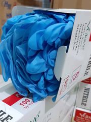 Găng tay Nitrile không bột Vglove màu xanh - Găng tay y tế dùng một lần, độ bám cao cho chế biến thực phẩm và chăm sóc sức khỏe