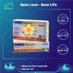 Găng Tay Vinyl Trong Suốt Không Bột Size S/M/L - Găng Tay Nấu Ăn, Làm Đẹp, Dùng Trong Y Tế, Top Glove (Hộp 100 Chiếc)