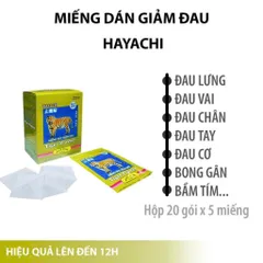 Miếng Dán Giảm Đau Hayachi Tiger Plaster - Hiệu Quả Lên Đến 12 Giờ Cho Đau Cơ, Đau Khớp, Đau Lưng, 20g/5m