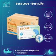 Găng Tay Cao Su EZCARE Nitrile Xanh Không Bột VIETGLOVE (Thùng 10 Hộp)