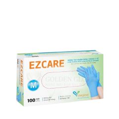 Găng Tay Cao Su EZCARE Nitrile Xanh Không Bột VIETGLOVE (Thùng 10 Hộp)
