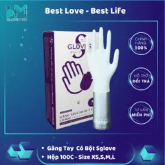 Găng Tay Y Tế Latex Có Bột SGlove Sri Trang - Hộp 100 Chiếc, Siêu Dai, Độ Bền Cao, Chuyên Dụng Cho Ngành Thực Phẩm, Y Khoa